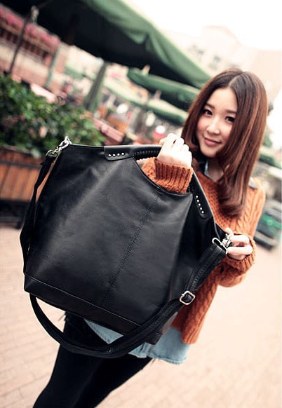 Big Shoulder Bag BG485 Black