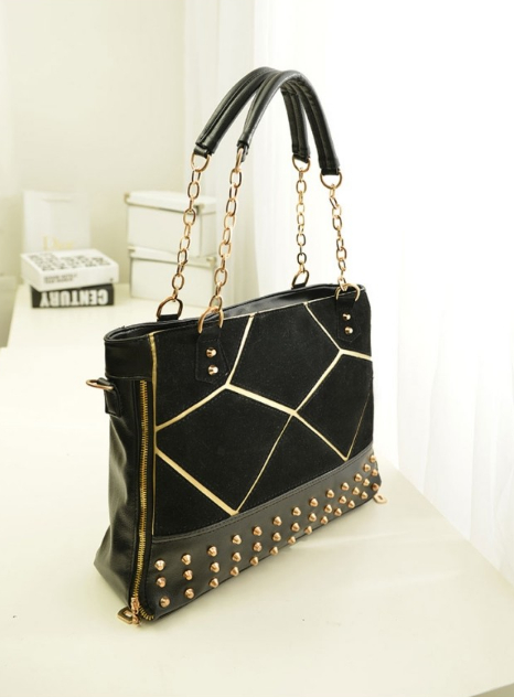 Rivet Shoulder Bag BG494 Black