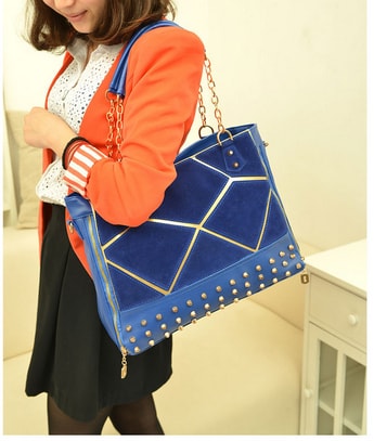 Rivet Shoulder Bag BG495 Blue