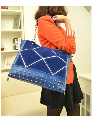 Rivet Shoulder Bag BG495 Blue