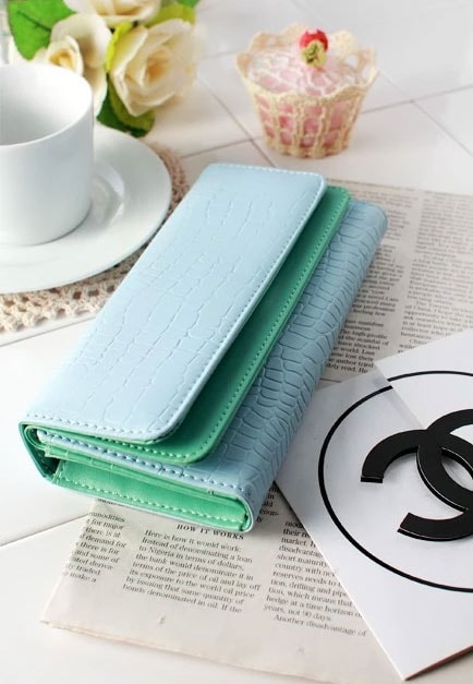 Korea Flip Leather Wallet BG593 Aqua