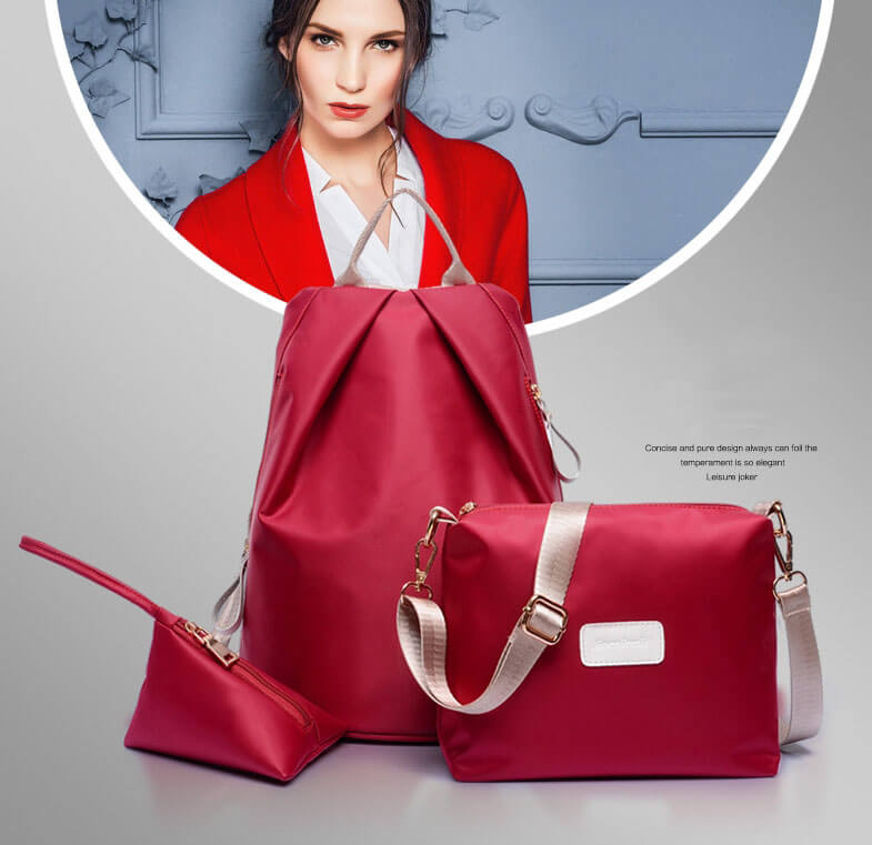 Trendy Backpack Set Import BG658 Red