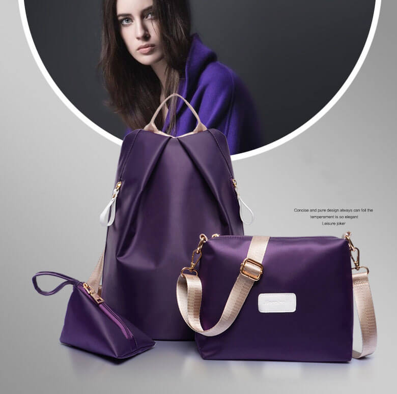 Trendy Backpack Set Import BG659 Purple