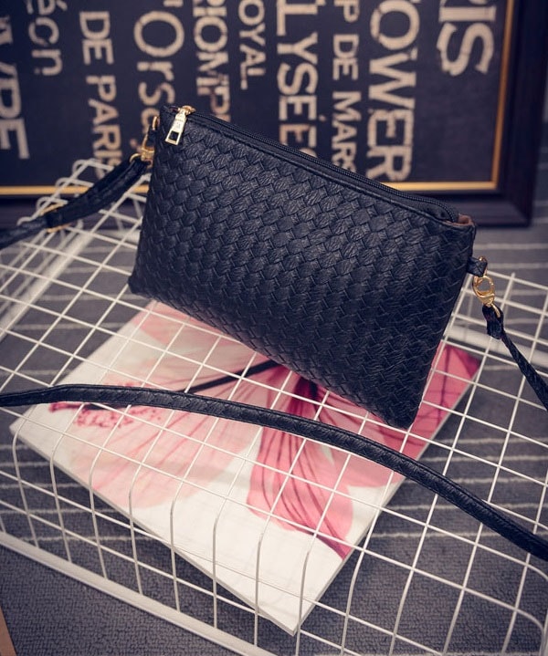 Crocodile Skin Shoulder Bag BG670 Black