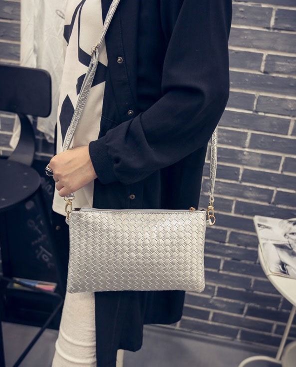 Crocodile Skin Shoulder Bag BG672 Silver