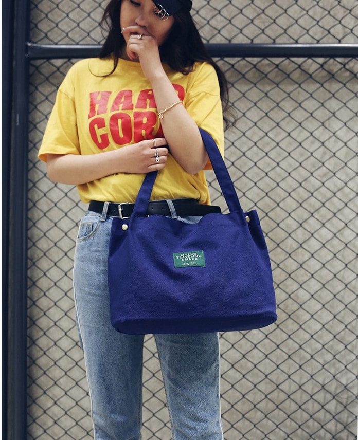 Canvas Shoulder Bag Import BG716 Navy