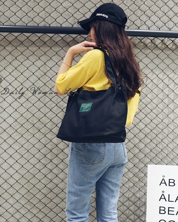 Canvas Shoulder Bag Import BG717 Black