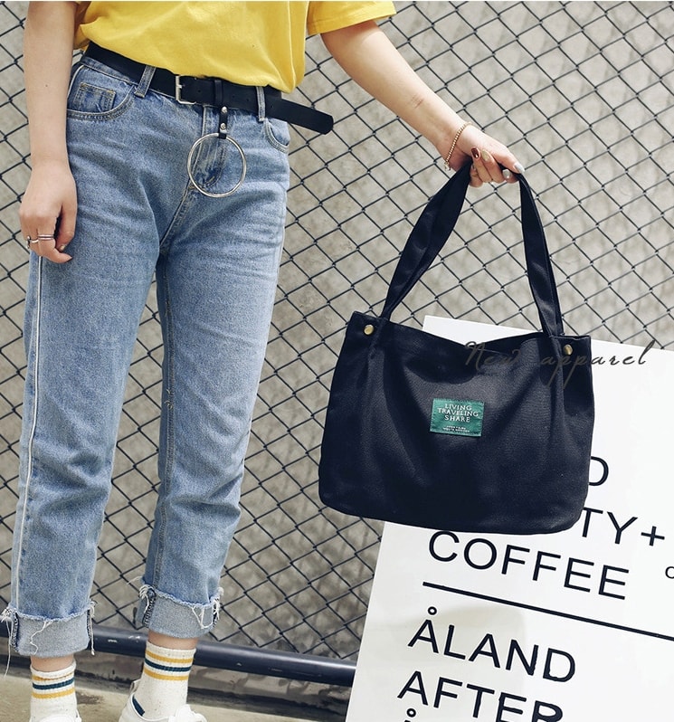 Canvas Shoulder Bag Import BG717 Black