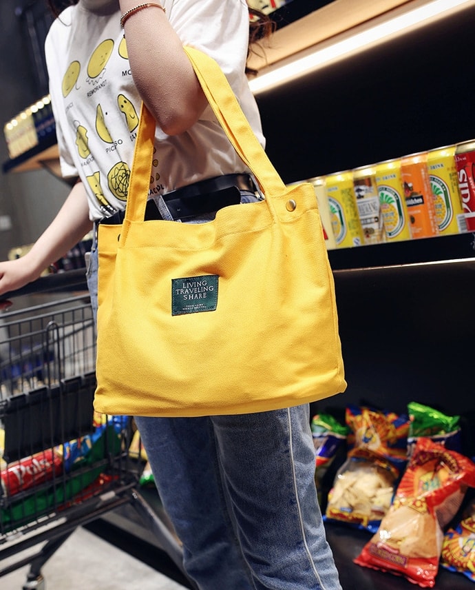 Canvas Shoulder Bag Import BG719 Yellow