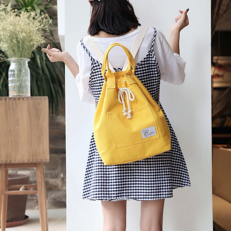 Korea Canvas Backpack Import BG751 Yellow