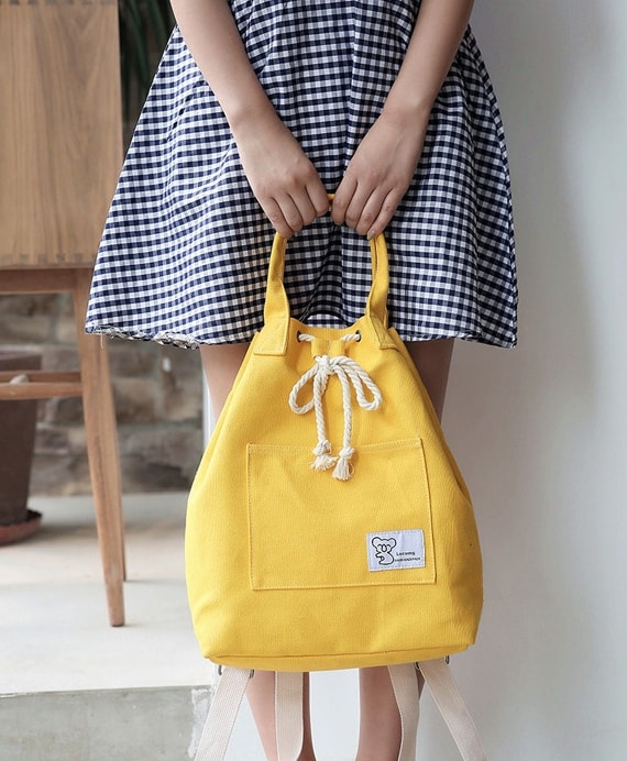 Korea Canvas Backpack Import BG751 Yellow