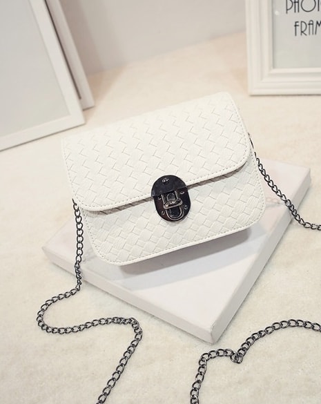 Cross Pattern Shoulder Bag BG772 White