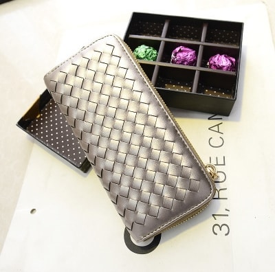 Braided Clutch Wallet Import BG785 Silver