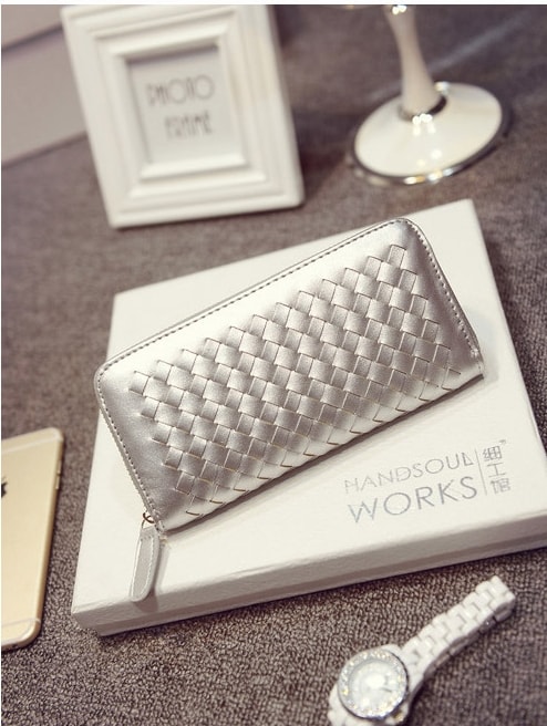 Braided Clutch Wallet Import BG785 Silver