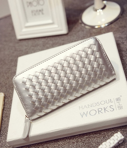 Braided Clutch Wallet Import BG785 Silver