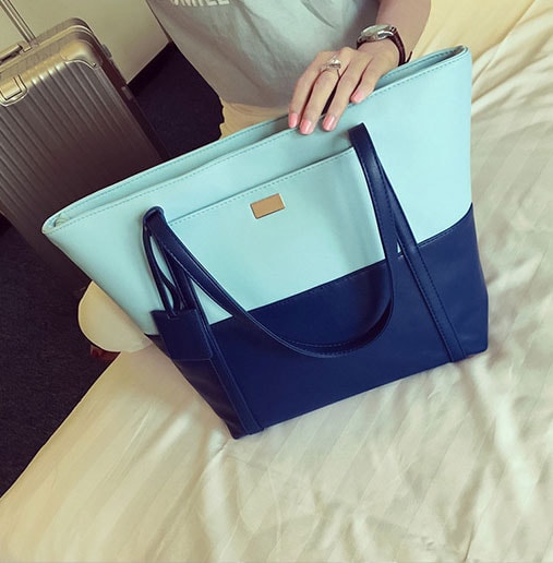 Two Color TOTE Bag Import BG792 Blue