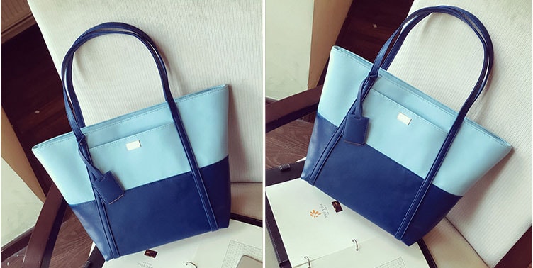 Two Color TOTE Bag Import BG792 Blue