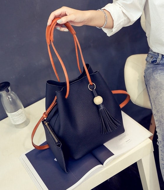 Bucket Pouch Bag Set Import BG793 Black