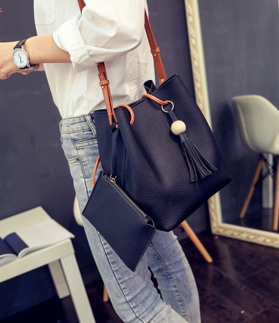 Bucket Pouch Bag Set Import BG793 Black