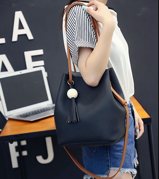 Bucket Pouch Bag Set Import BG793 Black