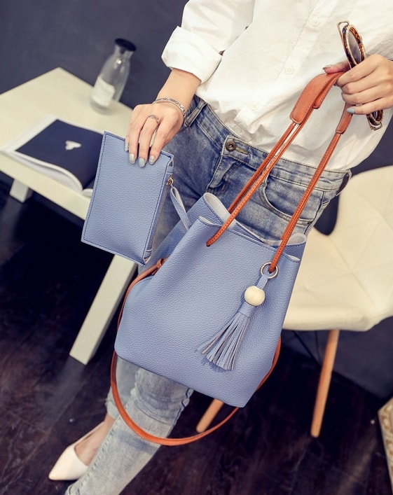 Bucket Pouch Bag Set Import BG794 Blue