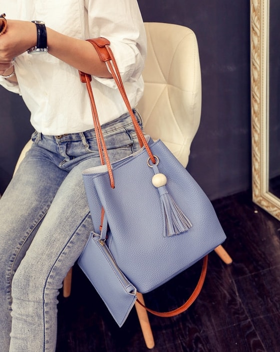 Bucket Pouch Bag Set Import BG794 Blue