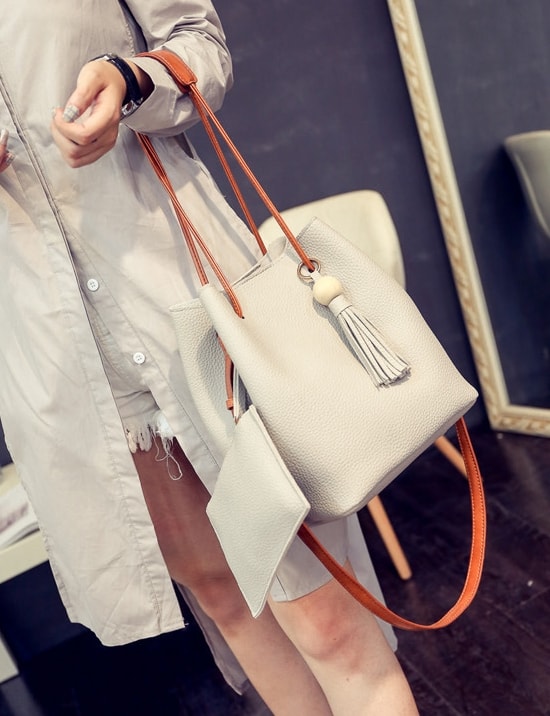 Bucket Pouch Bag Set Import BG795 Gray