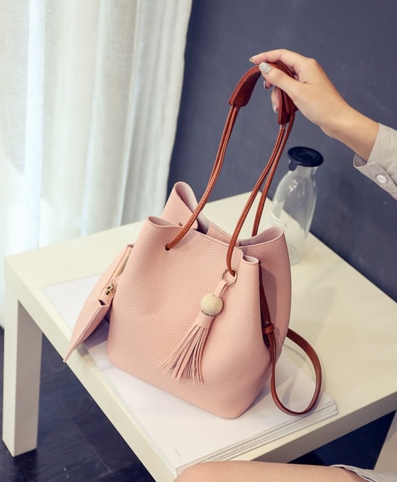 Bucket Pouch Bag Set Import BG796 Pink