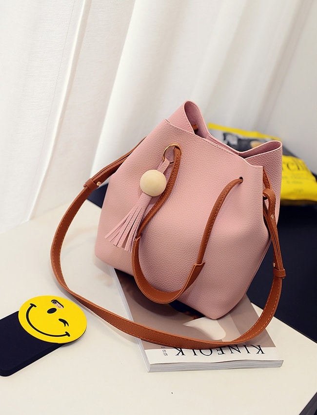 Bucket Pouch Bag Set Import BG796 Pink