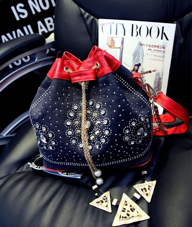 Retro Bucket Pouch Bag Import BG797 Red