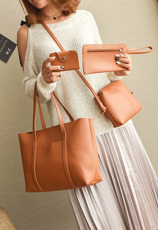 Premium Korea HandBag Set Import BG799 Brown