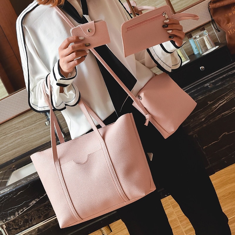 Premium Korea HandBag Set Import BG801 Pink