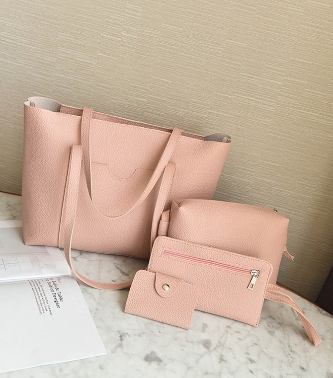 Premium Korea HandBag Set Import BG801 Pink