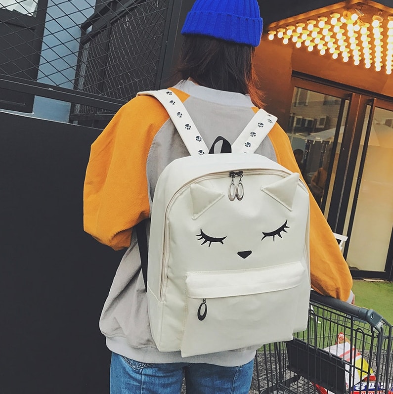 Korea Cat Backpack Import BG851 Beige