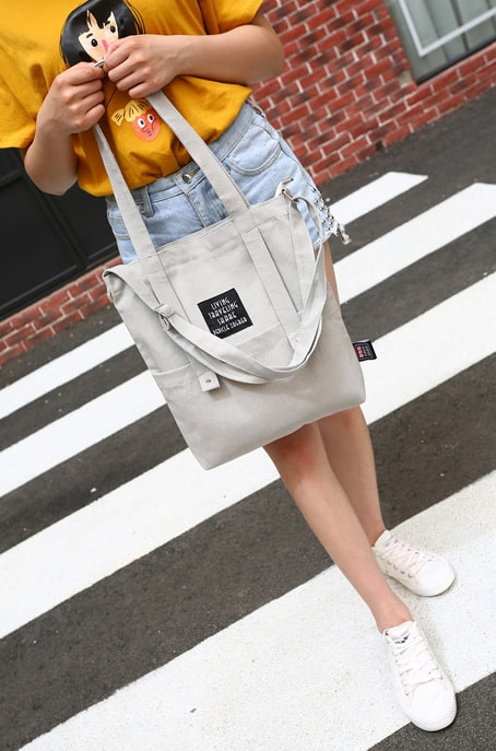 Casual Canvas Tote Bag Import BG875 Gray