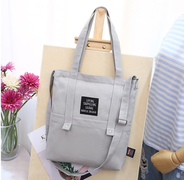 Casual Canvas Tote Bag Import BG875 Gray