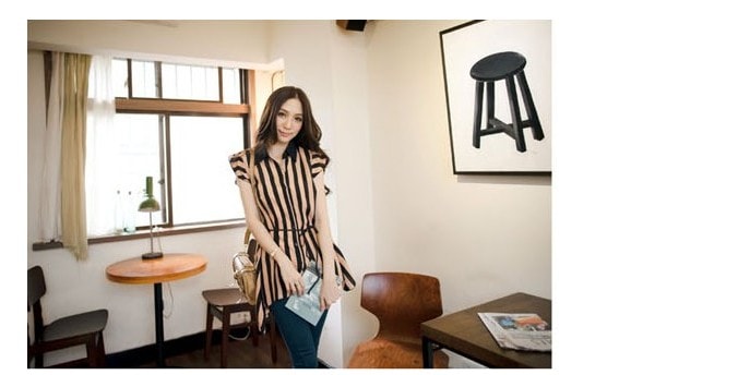 Blouse BL2133 BlackCoffee Bar +Belt