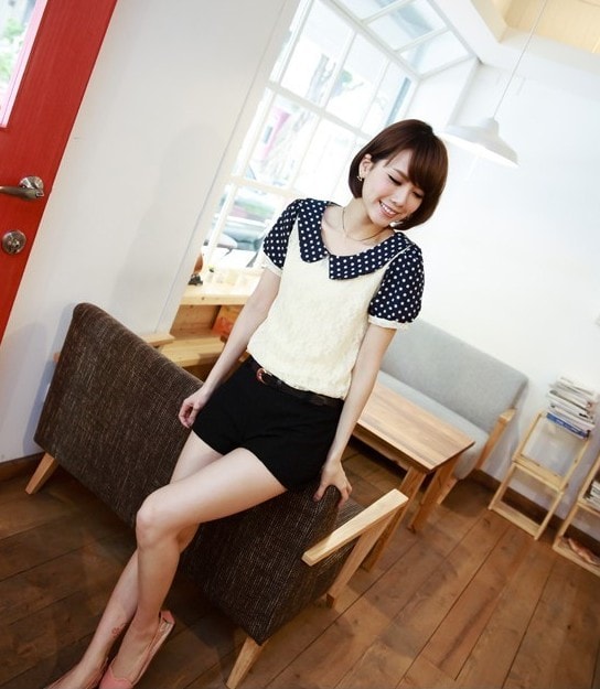 Blouse BL2139 White +Blue