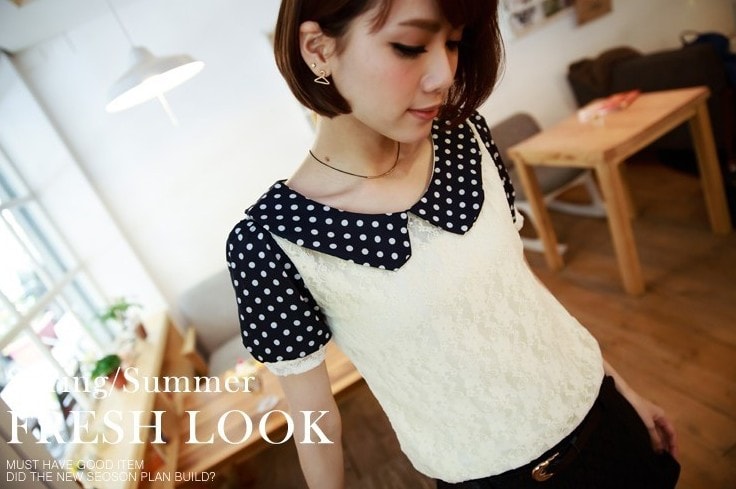 Blouse BL2139 White +Blue