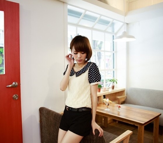 Blouse BL2139 White +Blue