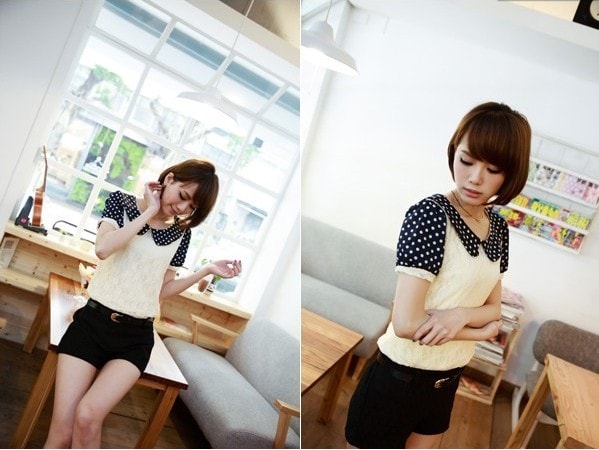 Blouse BL2139 White +Blue