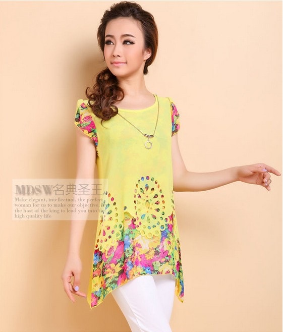 Blouse BL2163 Yellow +Acc Necklace