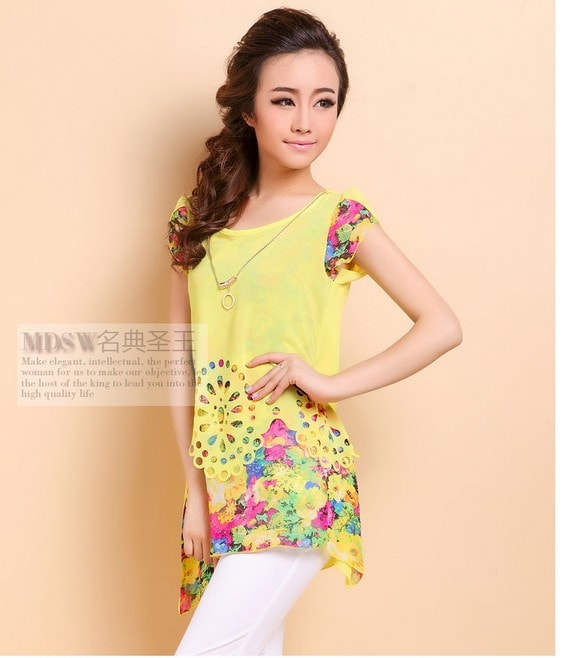 Blouse BL2163 Yellow +Acc Necklace