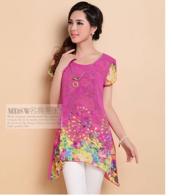 Blouse BL2165 Pink +Acc Necklace