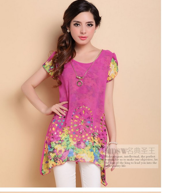 Blouse BL2165 Pink +Acc Necklace