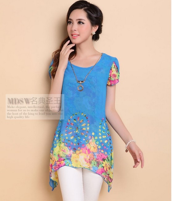 Blouse BL2166 Sky Blue +Acc Necklace