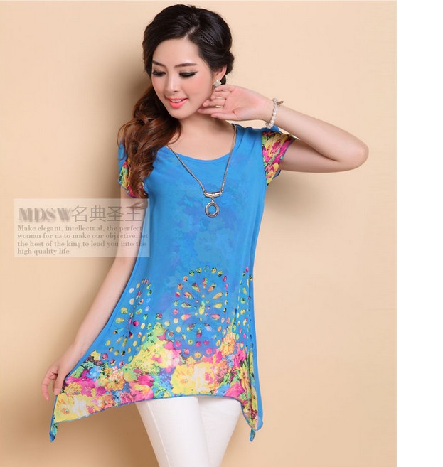 Blouse BL2166 Sky Blue +Acc Necklace