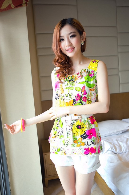 Blouse BL2191 Yellow Green +Belt