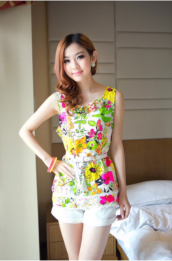 Blouse BL2191 Yellow Green +Belt