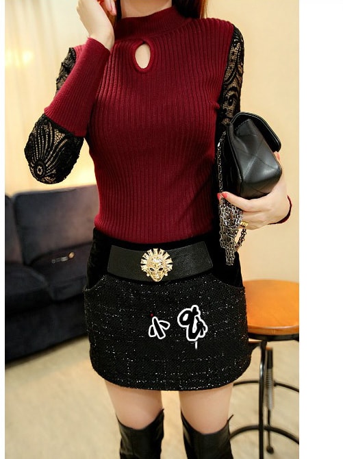 Lace Sleeve Blouse BL2427 Red